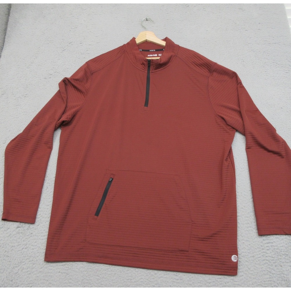Solaris 1/4 Zip Active Pullover Men 2XLT Rust Stretch Casual Performance Golf